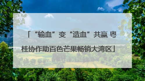 “输血”变“造血”共赢 粤桂协作助百色芒果畅销大湾区