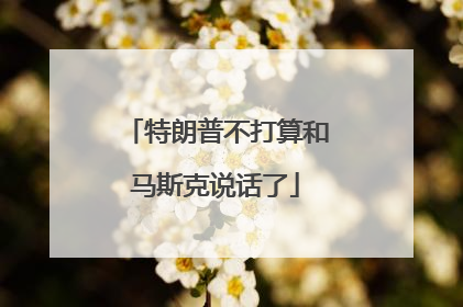 特朗普不打算和马斯克说话了