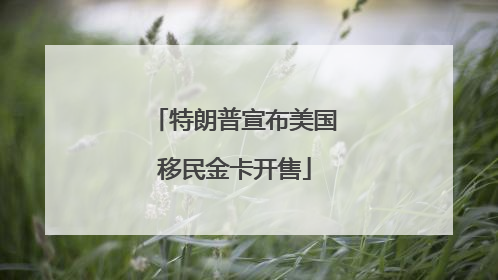特朗普宣布美国移民金卡开售