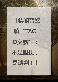 特朗普怒喷“TACO交易”：不是胆怯，是谈判！
