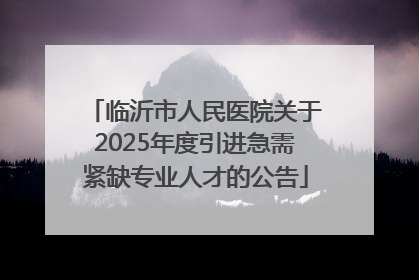 临沂市人民医院关于2025年度引进急需紧缺专业人才的公告
