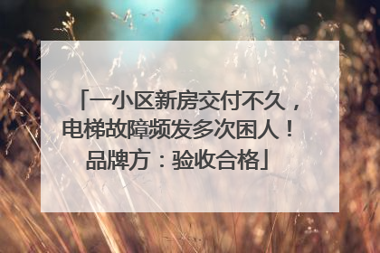 一小区新房交付不久，电梯故障频发多次困人！品牌方：验收合格