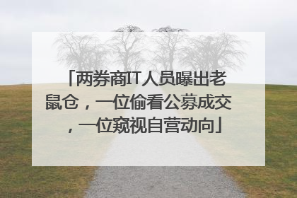 两券商IT人员曝出老鼠仓，一位偷看公募成交，一位窥视自营动向