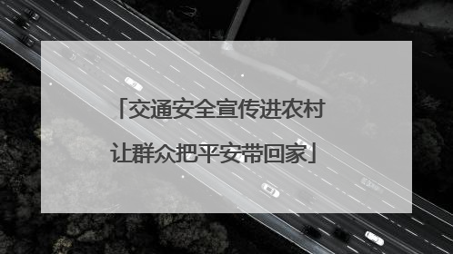 交通安全宣传进农村 让群众把平安带回家