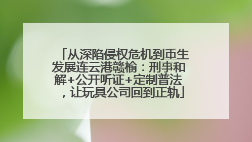 从深陷侵权危机到重生发展连云港赣榆：刑事和解+公开听证+定制普法，让玩具公司回到正轨