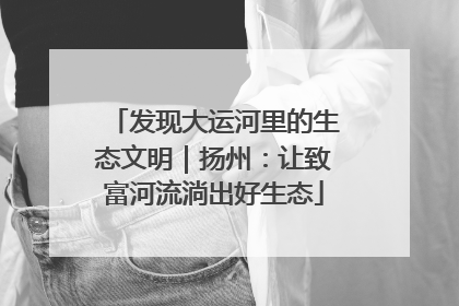发现大运河里的生态文明｜扬州：让致富河流淌出好生态