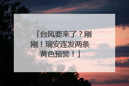 台风要来了？刚刚！瑞安连发两条黄色预警！