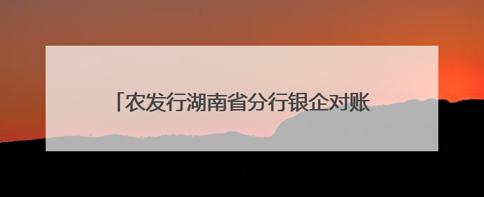 农发行湖南省分行银企对账省行集中处理正式上线运行