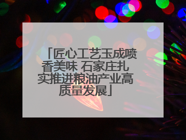 匠心工艺玉成喷香美味 石家庄扎实推进粮油产业高质量发展