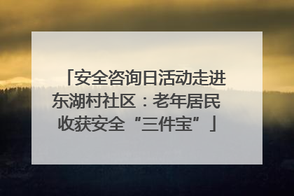 安全咨询日活动走进东湖村社区：老年居民收获安全“三件宝”