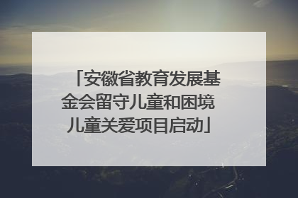 安徽省教育发展基金会留守儿童和困境儿童关爱项目启动