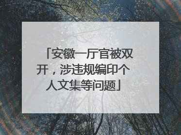 安徽一厅官被双开，涉违规编印个人文集等问题
