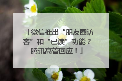 微信推出“朋友圈访客”和“已读”功能？腾讯高管回应！