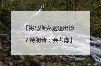 将马斯克驱逐出境？特朗普：会考虑