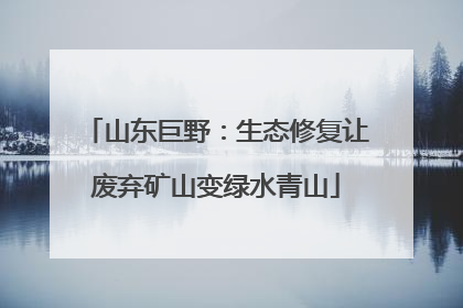 山东巨野：生态修复让废弃矿山变绿水青山
