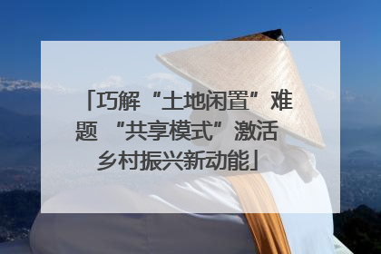 巧解“土地闲置”难题 “共享模式”激活乡村振兴新动能