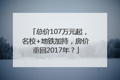 总价107万元起，名校+地铁加持，房价重回2017年？