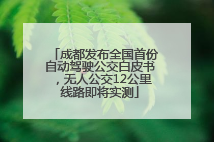 成都发布全国首份自动驾驶公交白皮书，无人公交12公里线路即将实测
