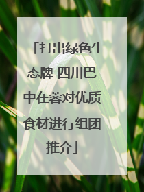 打出绿色生态牌 四川巴中在蓉对优质食材进行组团推介