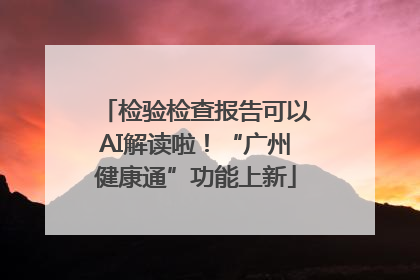 检验检查报告可以AI解读啦！“广州健康通”功能上新