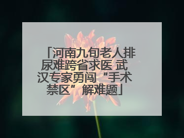 河南九旬老人排尿难跨省求医 武汉专家勇闯“手术禁区”解难题