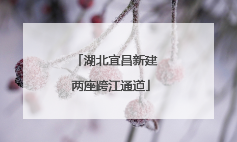 湖北宜昌新建两座跨江通道