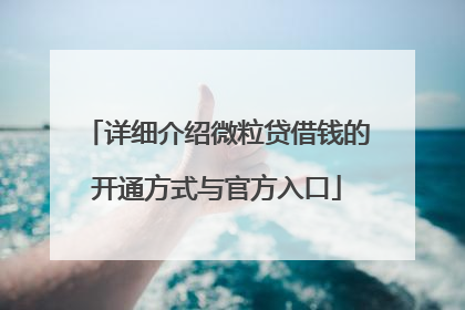 详细介绍微粒贷借钱的开通方式与官方入口