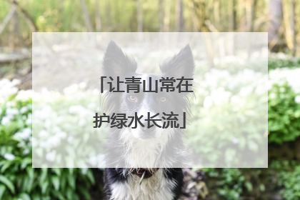 让青山常在 护绿水长流
