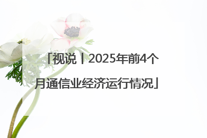视说丨2025年前4个月通信业经济运行情况