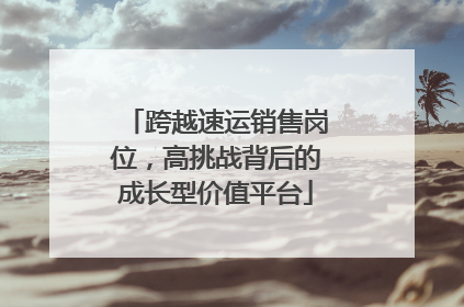 跨越速运销售岗位，高挑战背后的成长型价值平台