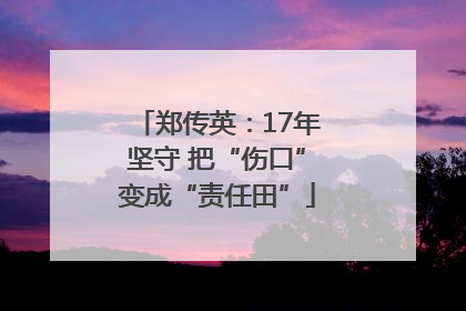 郑传英：17年坚守 把“伤口”变成“责任田”