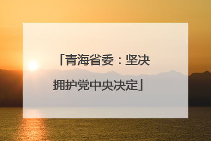 青海省委：坚决拥护党中央决定