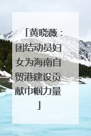 黄晓薇：团结动员妇女为海南自贸港建设贡献巾帼力量