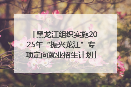 黑龙江组织实施2025年“振兴龙江”专项定向就业招生计划